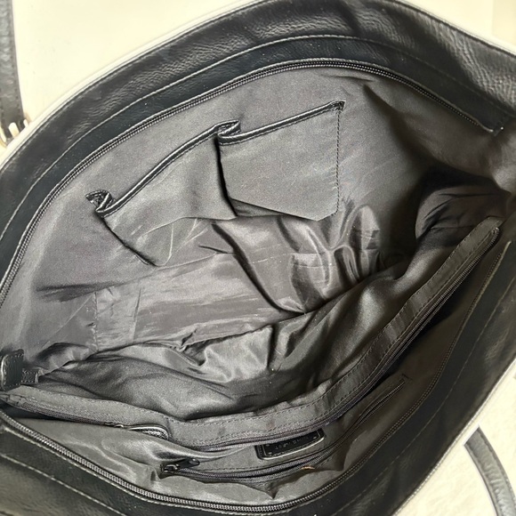 NINE WEST Vintage 90s Y2K faux leather light grey minimalist neutral tote bag - Picture 14 of 16